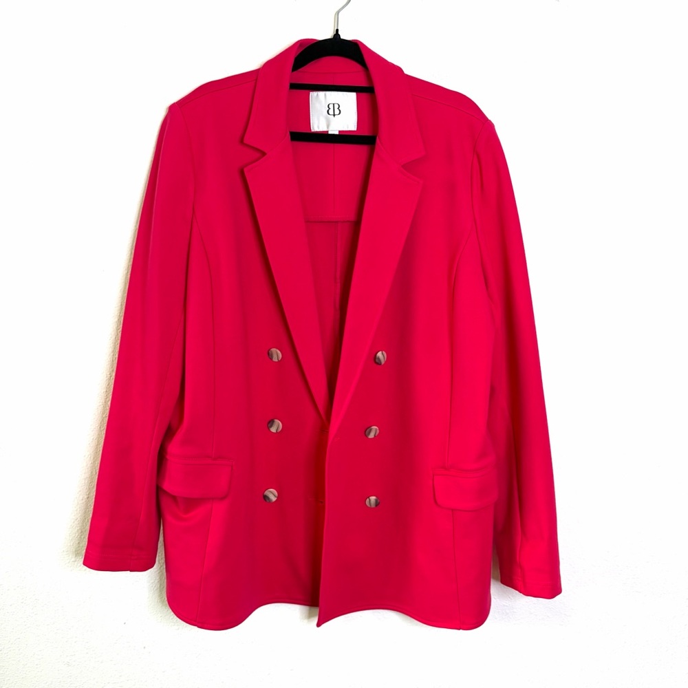 Betabrand Virtual Pink Double-Breasted Blazer jacket sz XL Ponte knit career